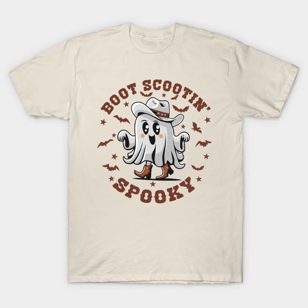 Cute Boot Scootin' Spooky Halloween Ghost Kid's Girls Halloween Western Country T-Shirt by TeeCreations